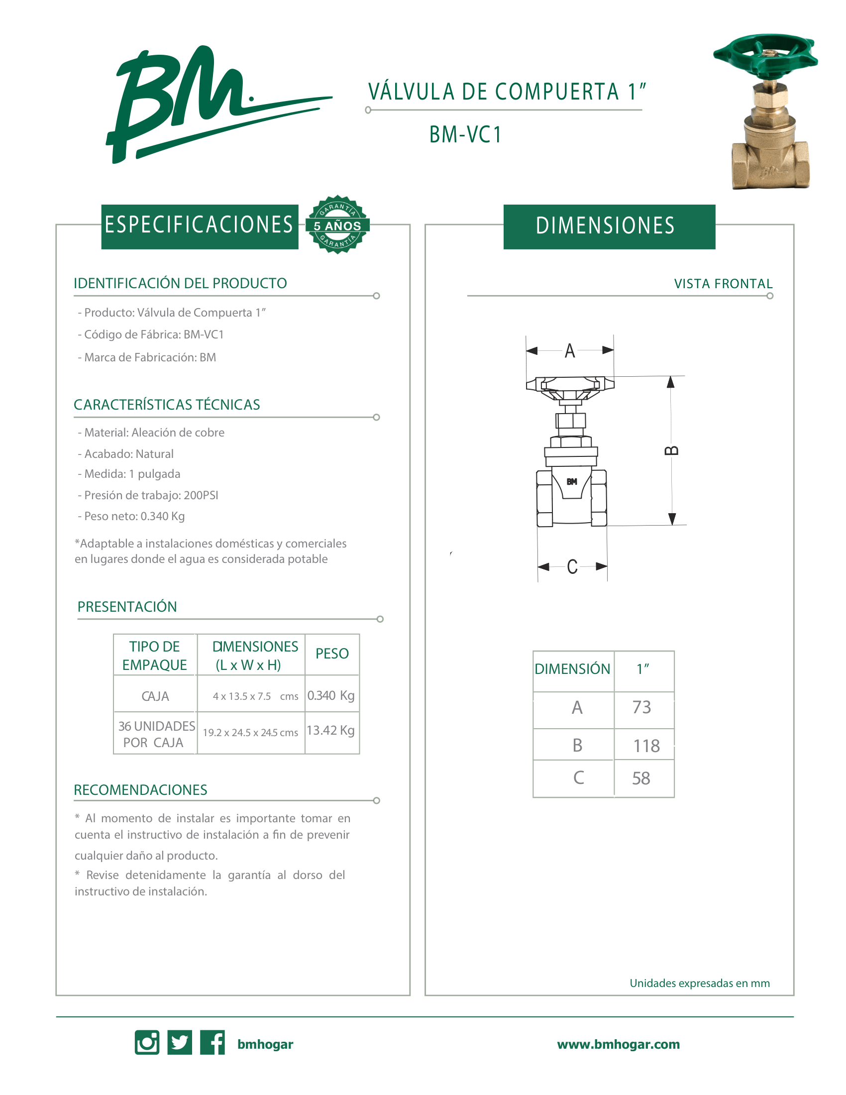VALVULA BM DE COMPUERTA 1