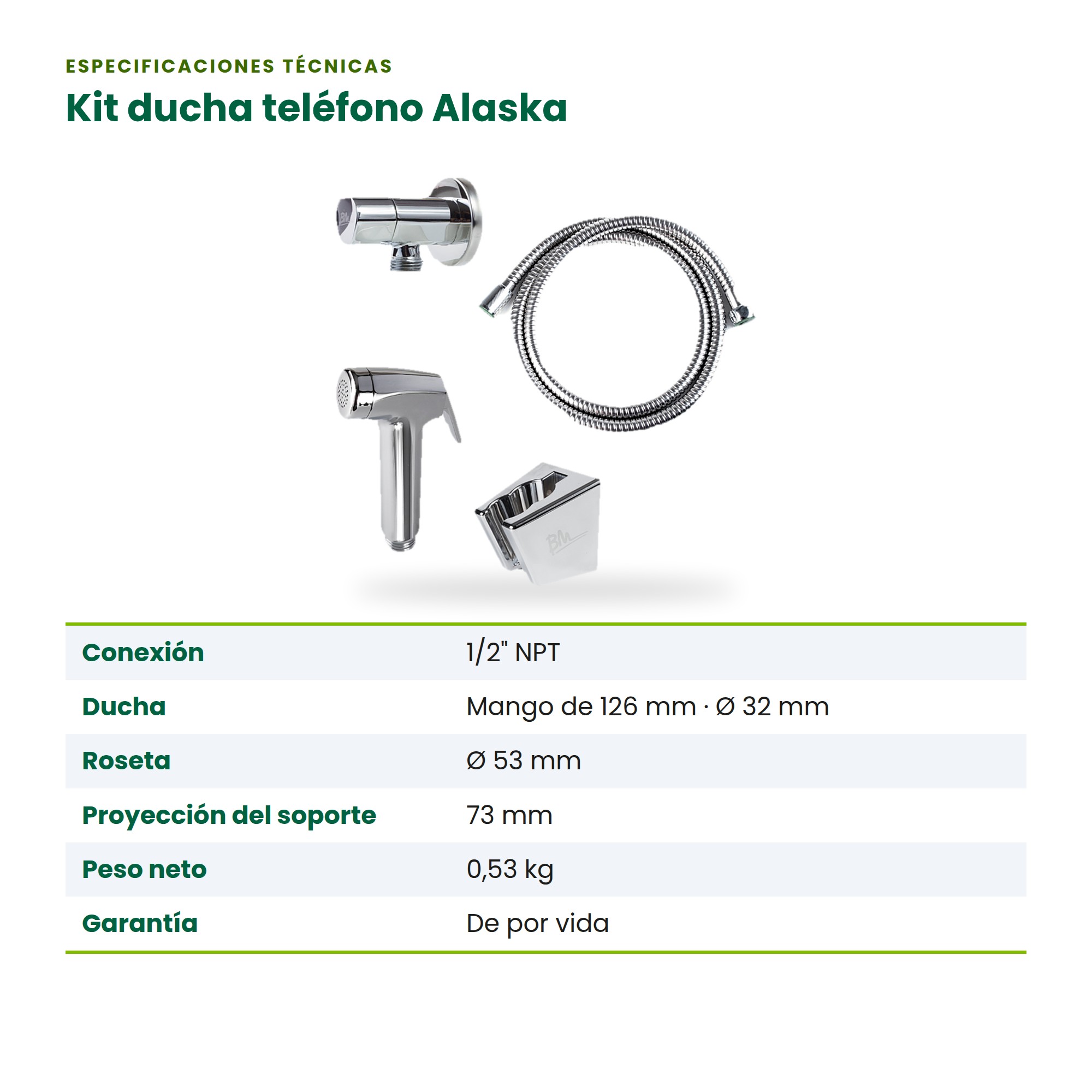 Kit Ducha Teléfono Alaska BM-KIT01 para Baños Domésticos y Comerciales