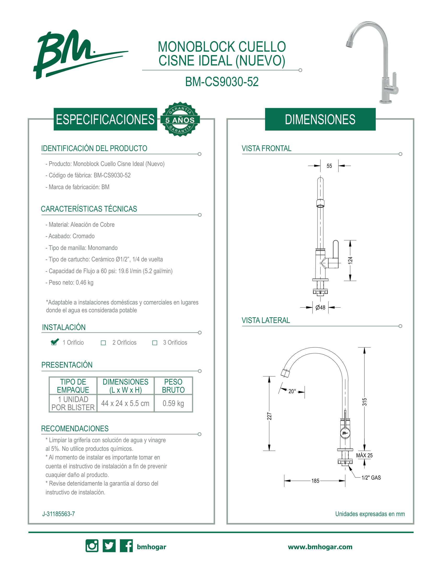MONOBLOCK CUELLO CISNE IDEAL (NUEVO)