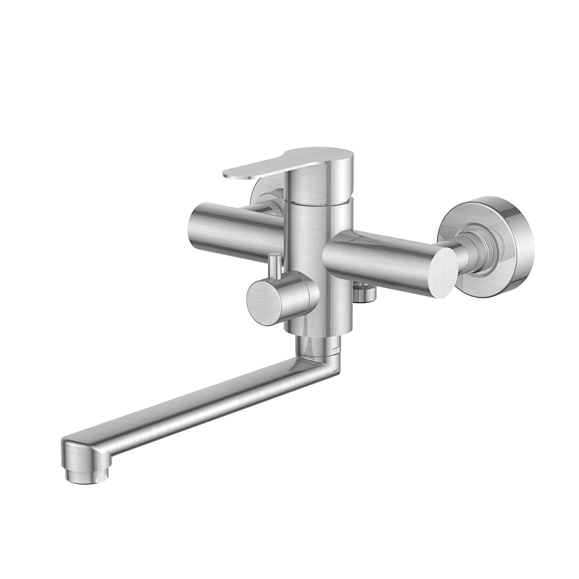 Llave de batea de acero inoxidable con doble tubo y monomando